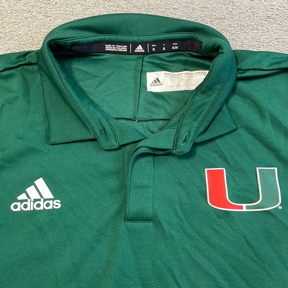 Green University of Miami U Adidas Polo